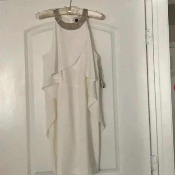 Halston Sequin Dress Jeweled Round Collar Sleeveless White Size 6 NWT - Picture 2 of 8